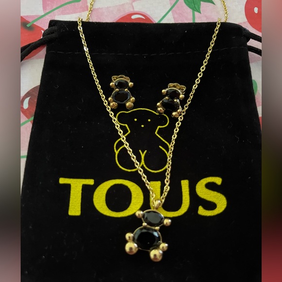 Tous Gold Necklace with Black Bear Pendant - Picture 1 of 1